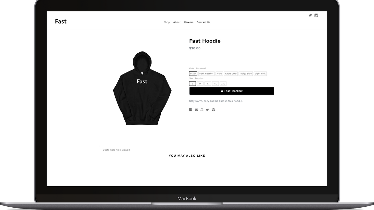 a computer showing "Fast Hoodie."