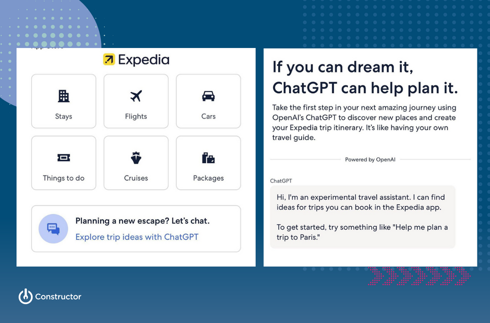 a grid showing Expedia options