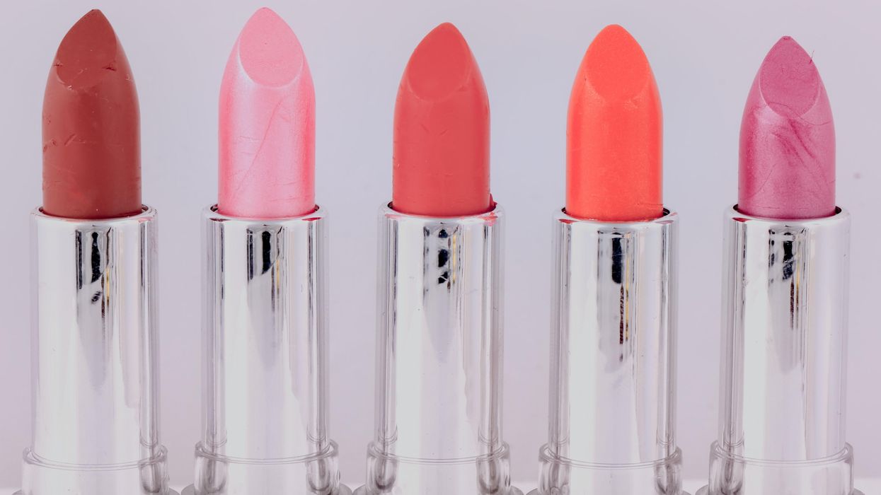 five assorted-color lipsticks