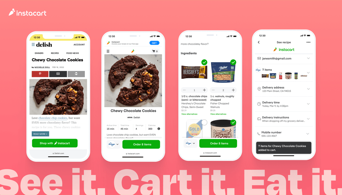 screengrabs of instacart on mobile apps